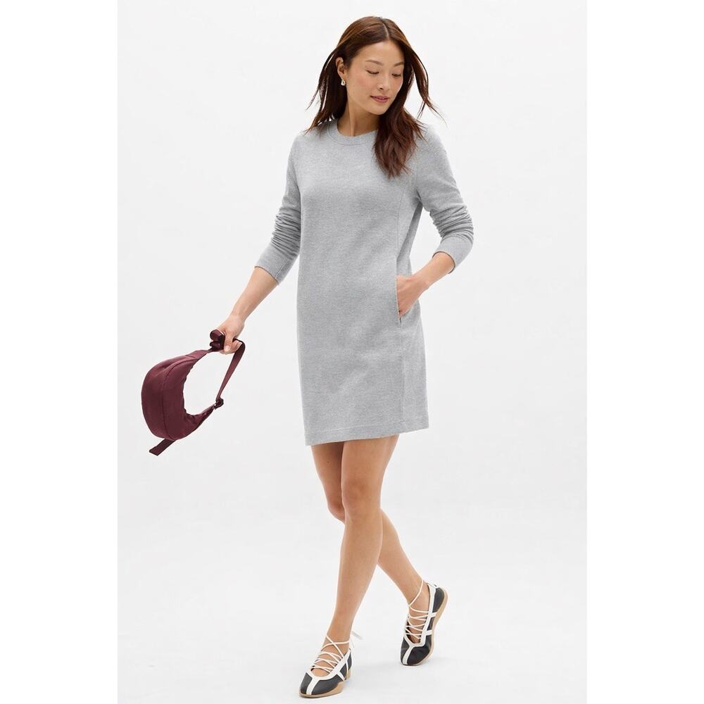 Athleta Long Sleeve Sweater Mini Dress Gray Lyocell Size Medium Yoga Athleisure